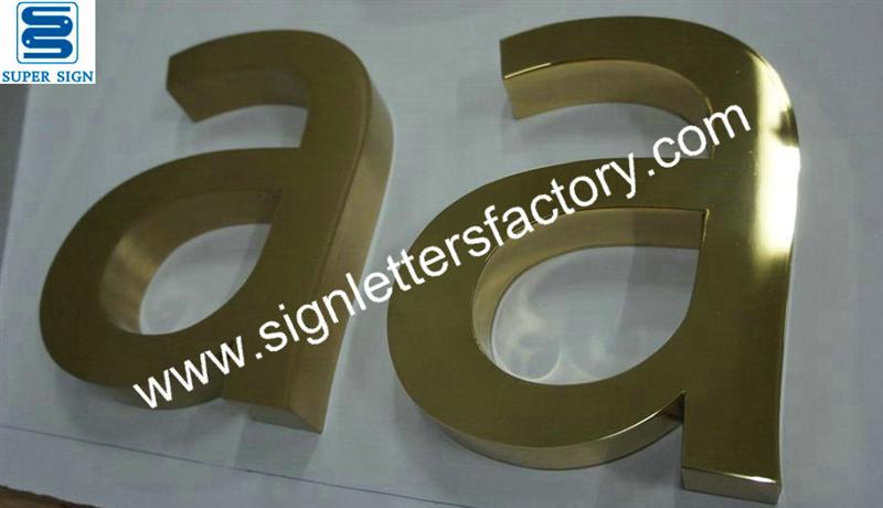 fabricated brushed brass letters